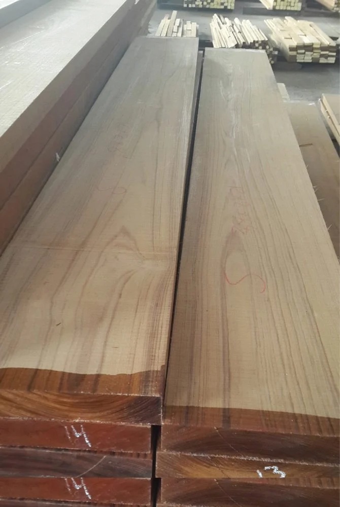 Burma teak timber planks stacked at Samta Plywood Centre, Lati Bazar, Ahmedabad
