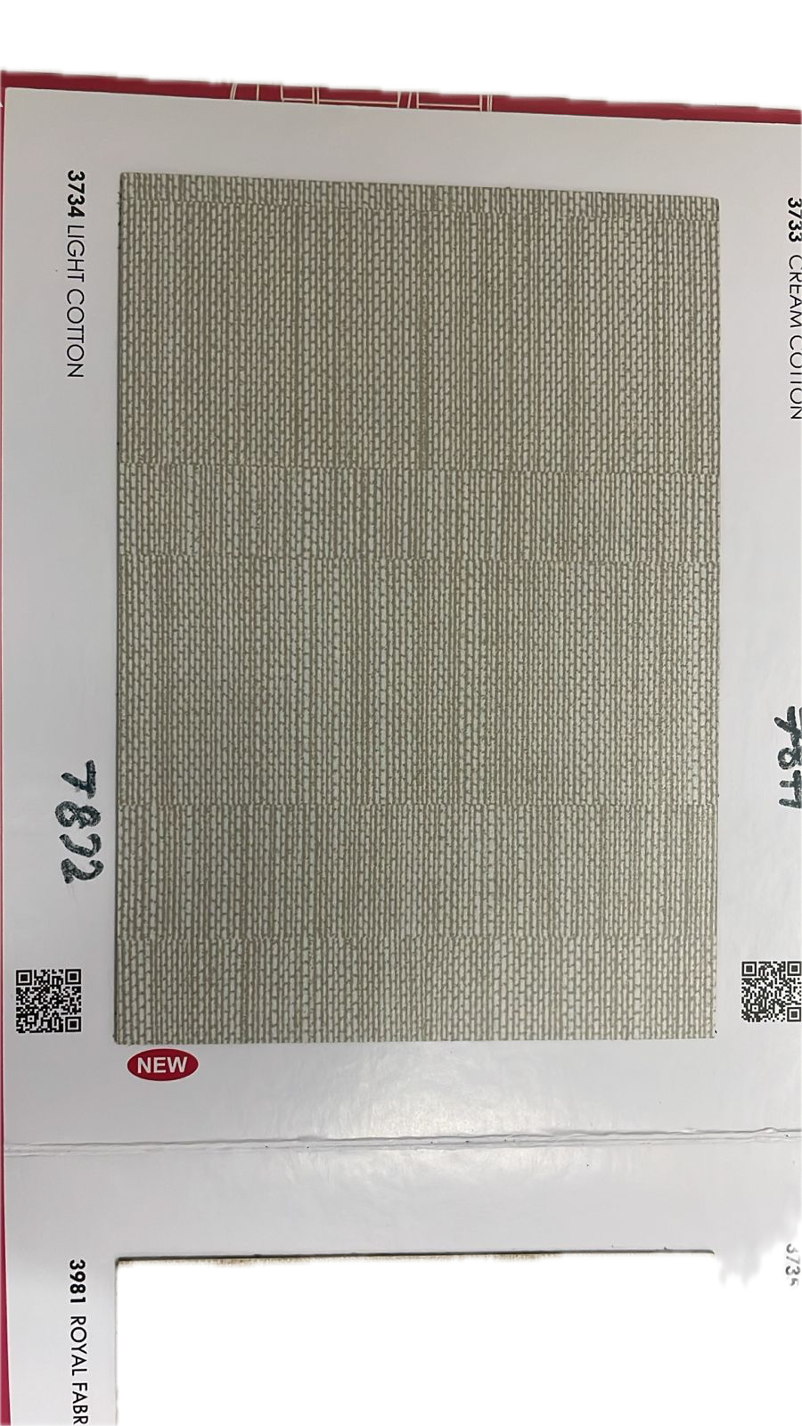 Durian Light Cotton inner laminate swatch – design 3734 – available at Samta Plywood Centre Ahmedabad