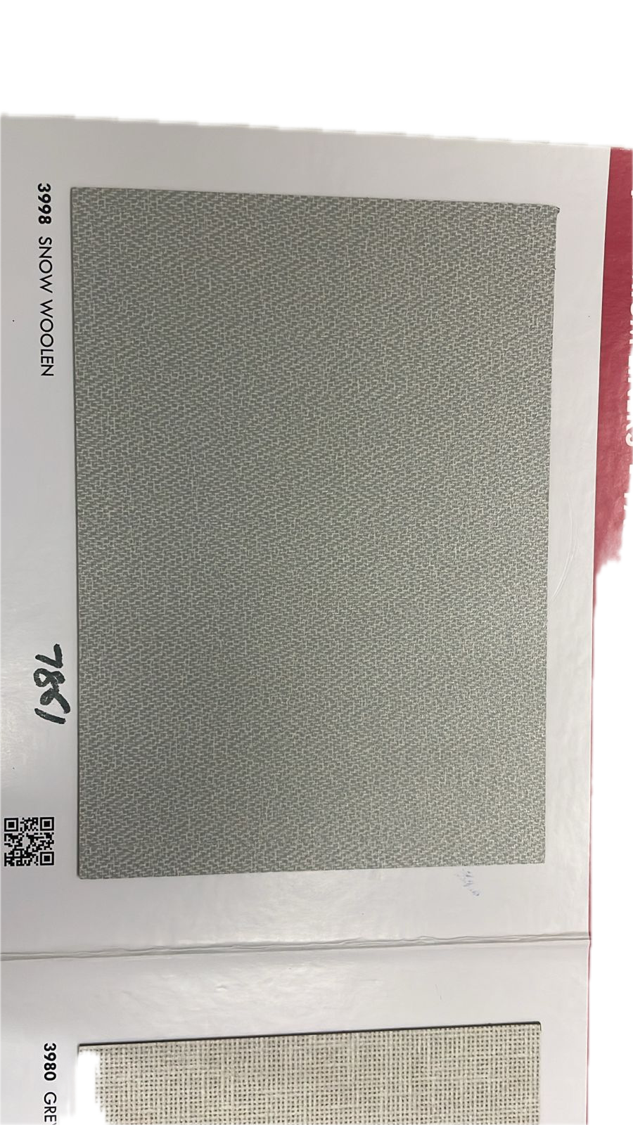 Durian Snow Woolen inner laminate swatch – design 3998 – Samta Plywood Centre Ahmedabad